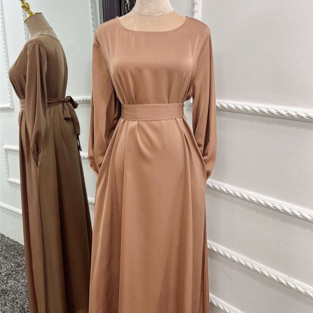 Fashion Satin Silky Djellaba Muslim Dress